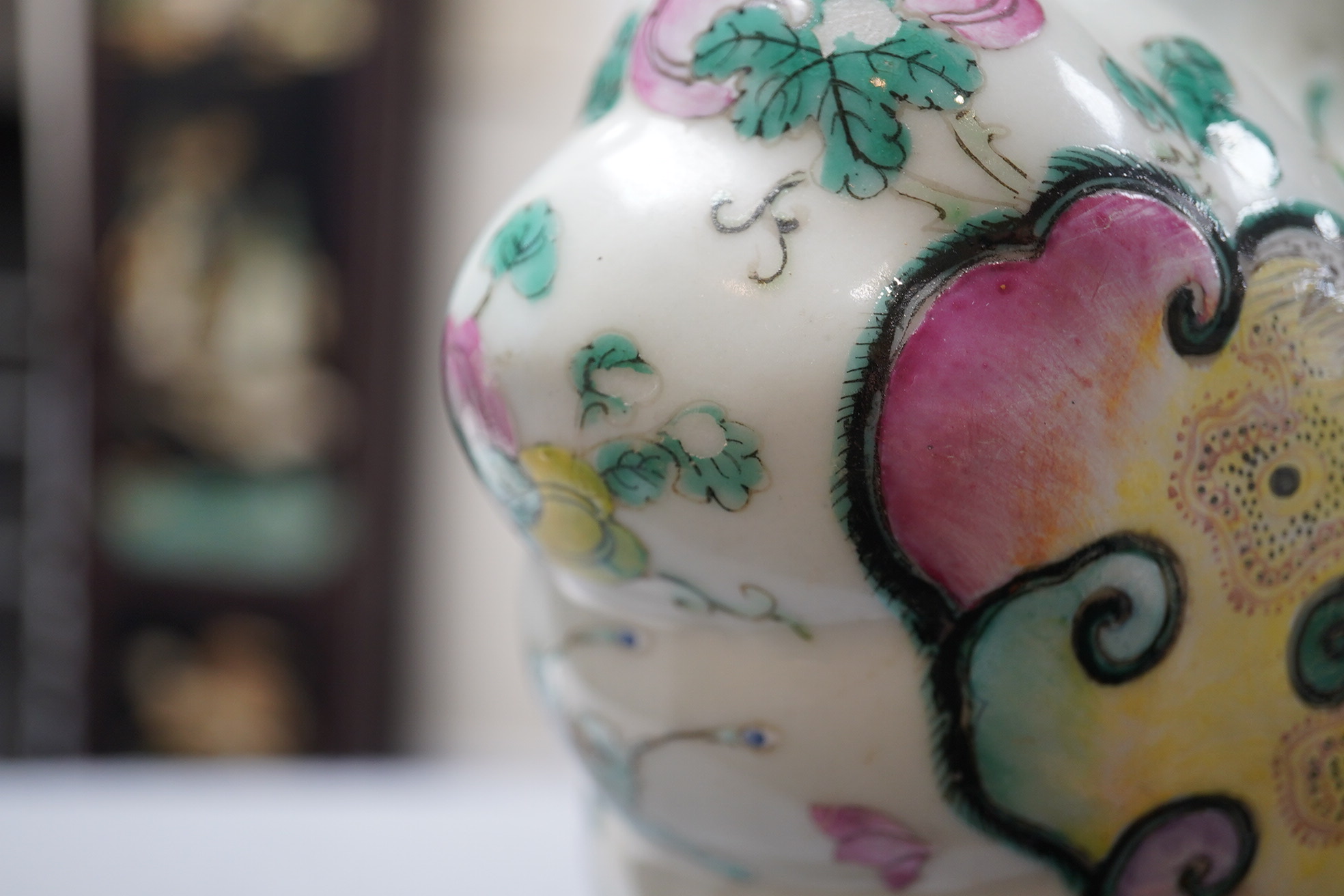 An unusual Chinese famille rose butterfly-shaped vase, late 19th century